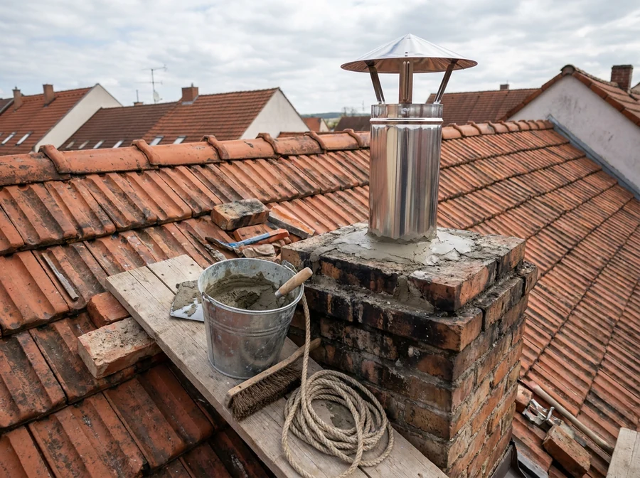 Nerezová vložka vyvedená nad komín